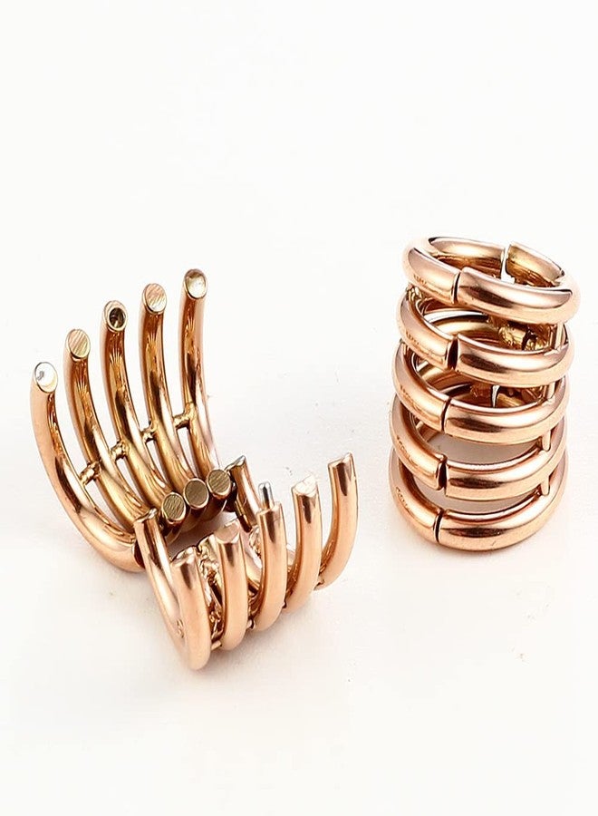 Earblity 10mm Stacker Ring Lobe Clip Ear Gauges Plugs Ear Tunnels Stretcher Earring Studs Clip on Cartilage Body Piercing Jewelry 2PCS Gold Rose Black Silver - Image 5